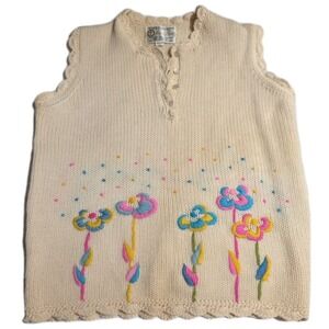 Vintage Joyce Lane Virgin Wool Sweater Vest Women's M Floral Hand Loomed